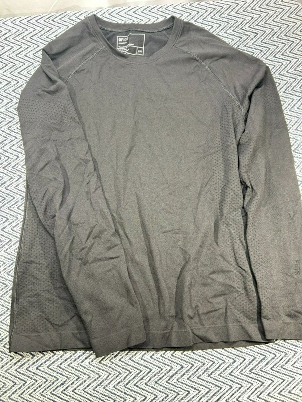 Figs Unisex Seamless Long Sleeve Shirt 2XL Black Lightweight Breathable Athletic